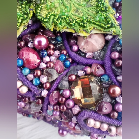 Mary Frances Purple Grapes Cluster Beaded Wristlet - Picture 9 of 16